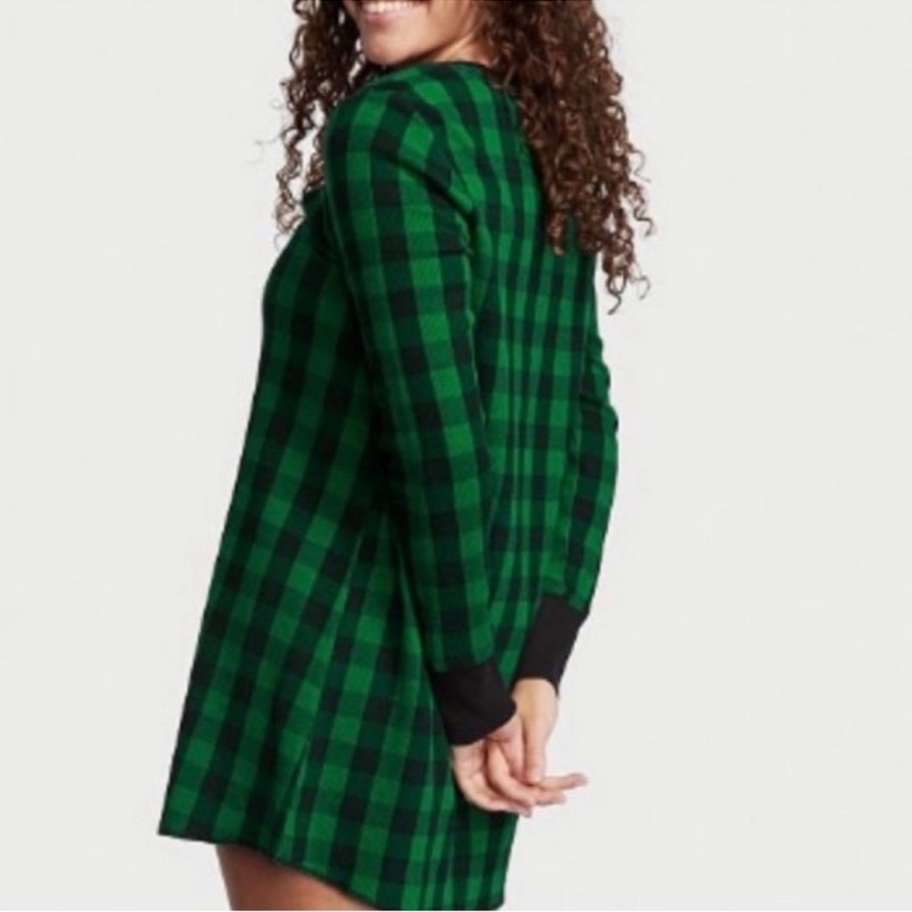 New Green Plaid Pajama Dress